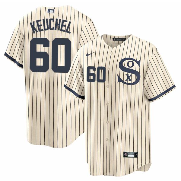 Men Chicago White Sox #60 Keuchel Cream stripe Dream version Game Nike 2021 MLB Jersey